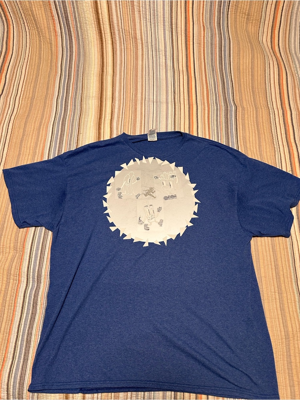 Delta Blue heather Short-Sleeve Tee with reflective fast food monsters Graphic